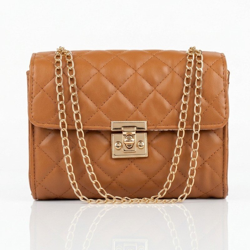Brown quilted leather crossbody