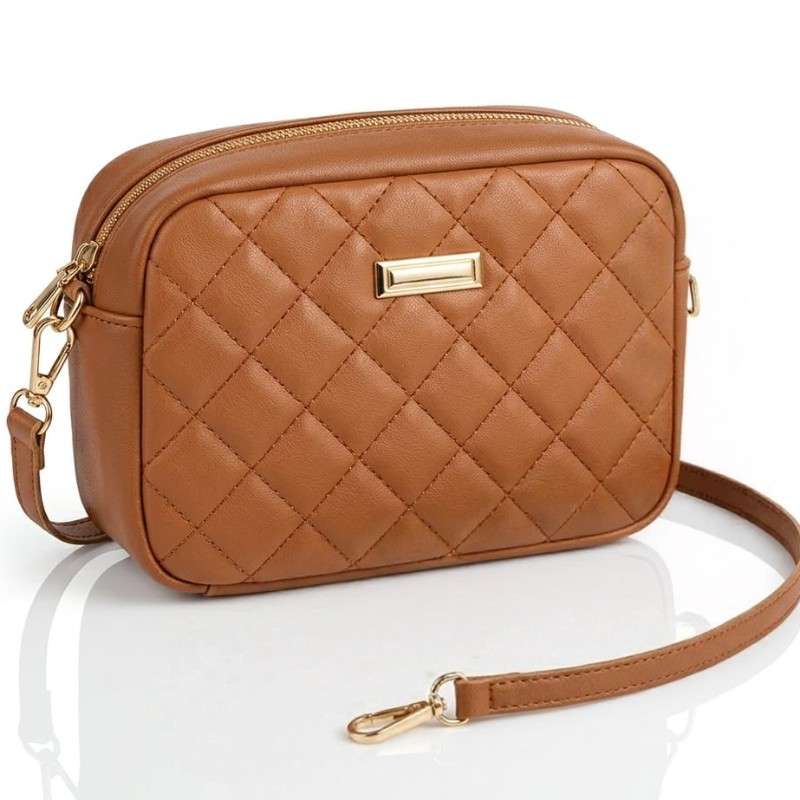 Brown quilted crossbody bag