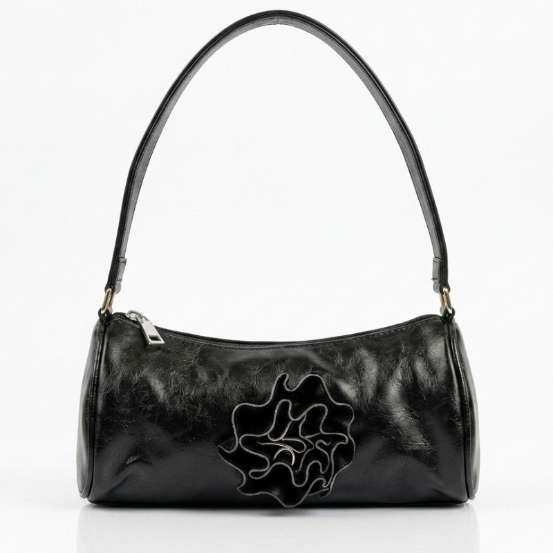 Black flower shoulder bag