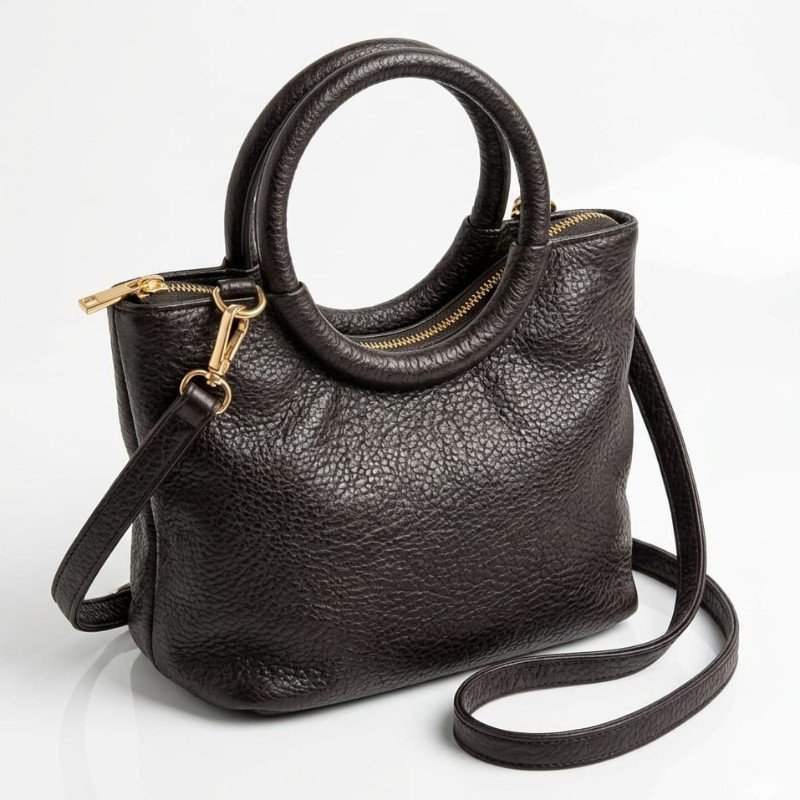 textured black leather handbag+Crossbody