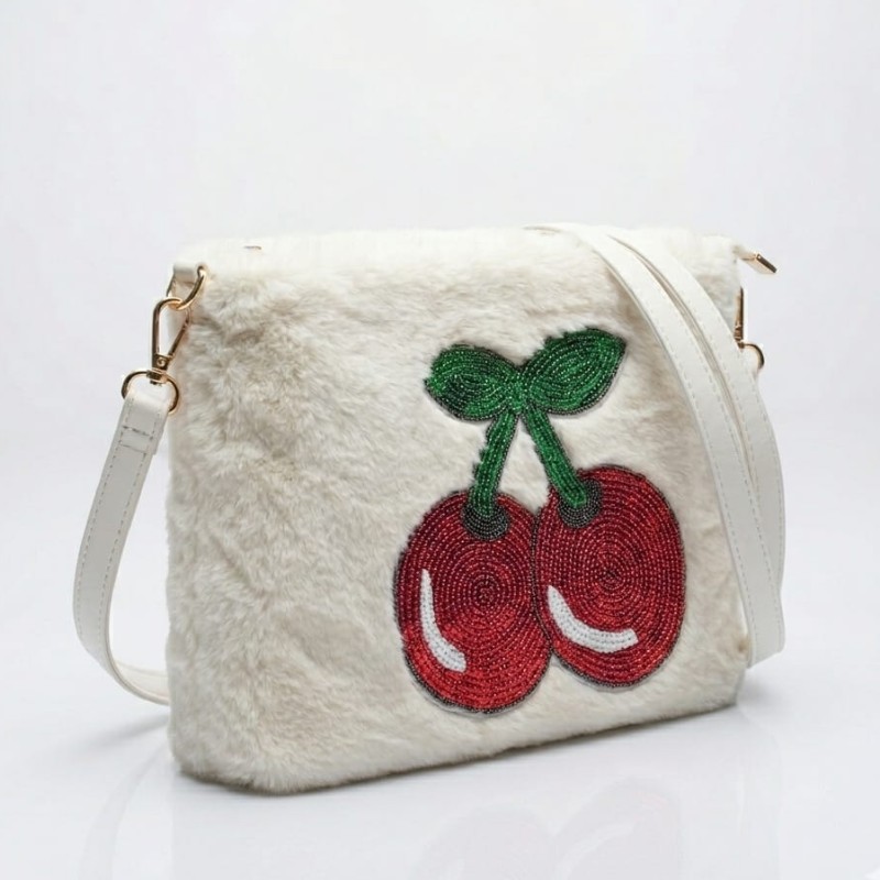 fashionable cherry fur Crossbody