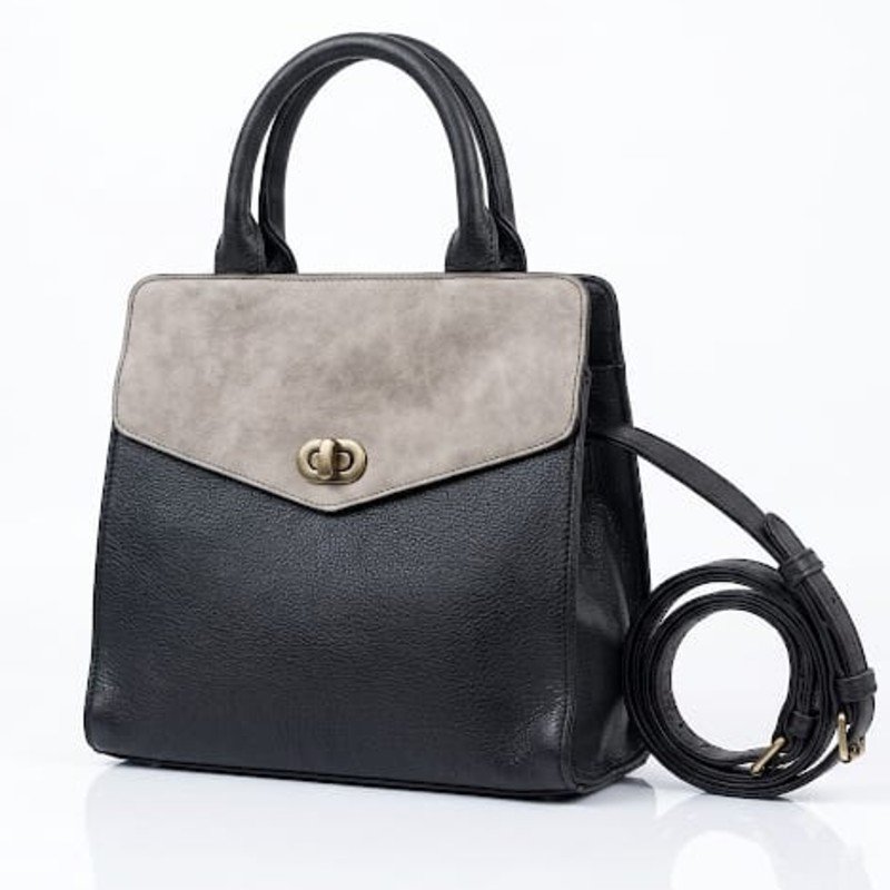 Dual colours leather Hand Carry +Crossbody