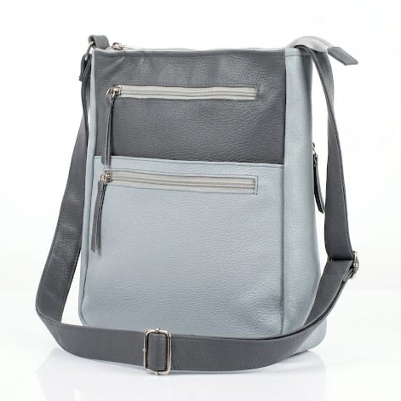 Dual contrast Fux leather grey shoulder bag