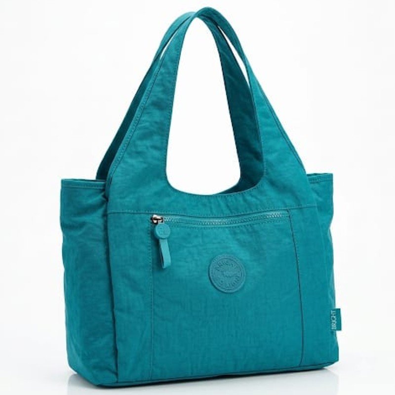 Baomi Teal Crinkle Nylon Shoulder Bag