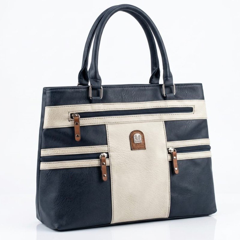 Multiple pockets blue white beautiful bag