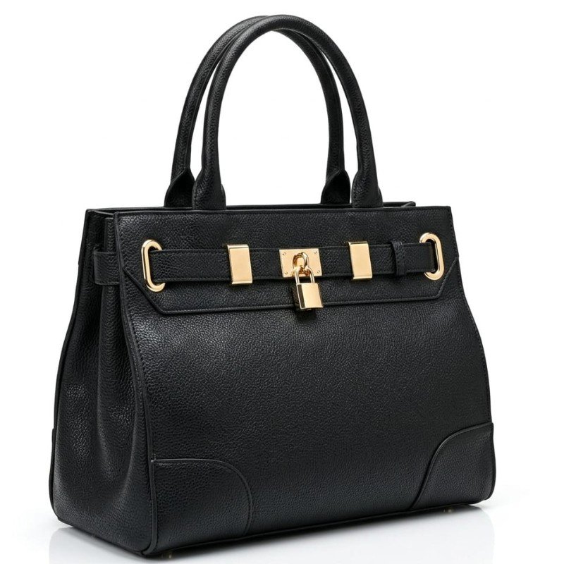 Just Fab black leather Branded Handbag