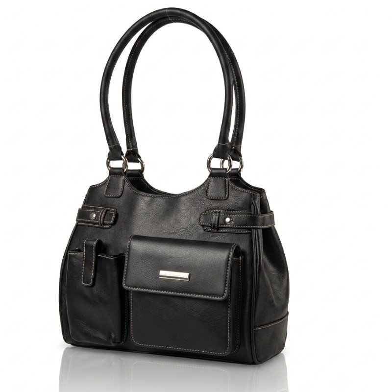 Black multiple pockets medium size hand bag