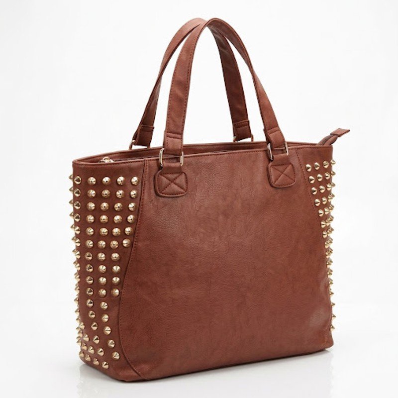 Golden studs luxury Brown Hand bag