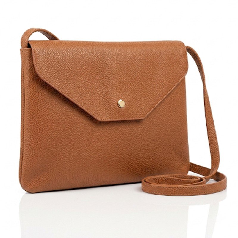 Brown leather texture crossbody 