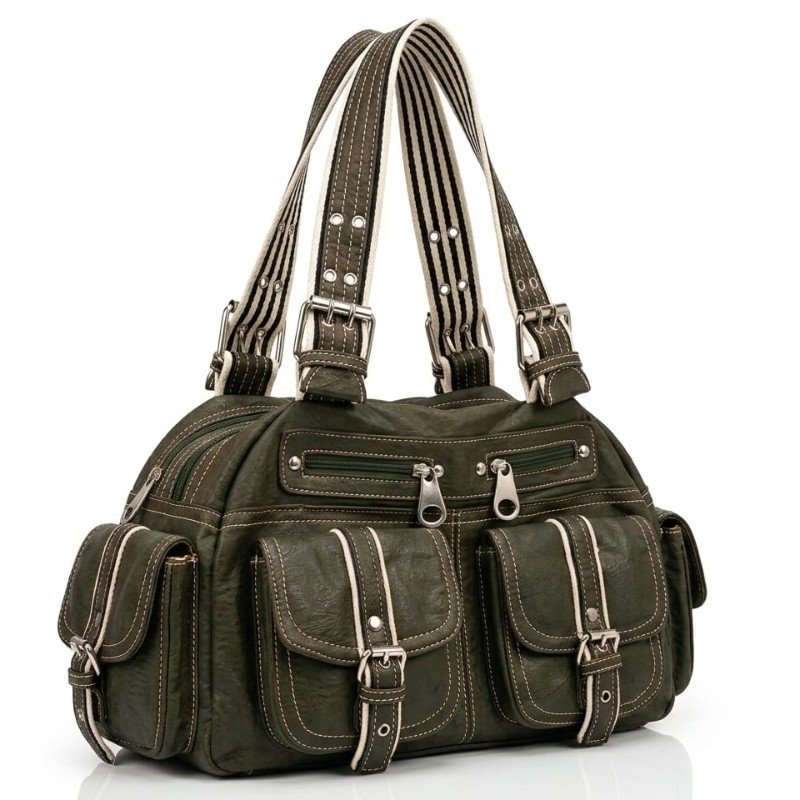 Olive green multiple pockets Beautiful Handbag