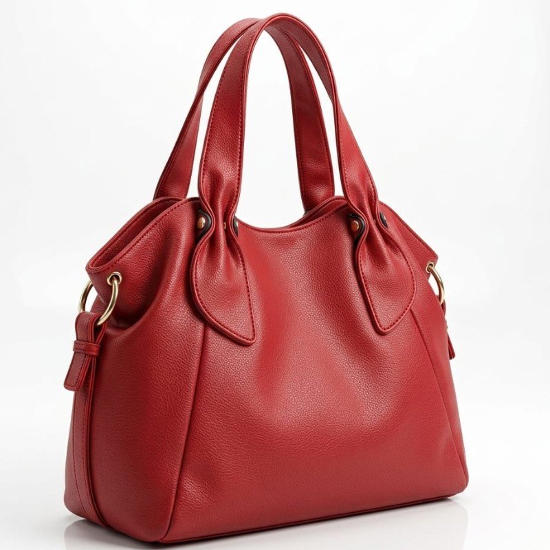 Red leather texture hand bag