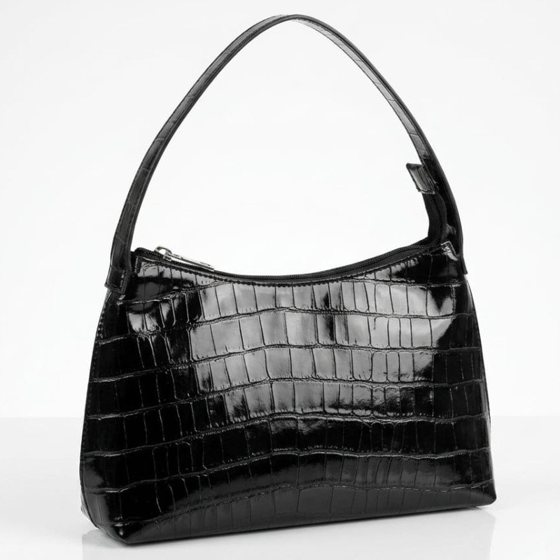 Black crocodile pattern Shoulder bag