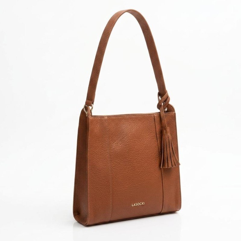 Lasocki brown stylish leather Handcarry+Crossbody 