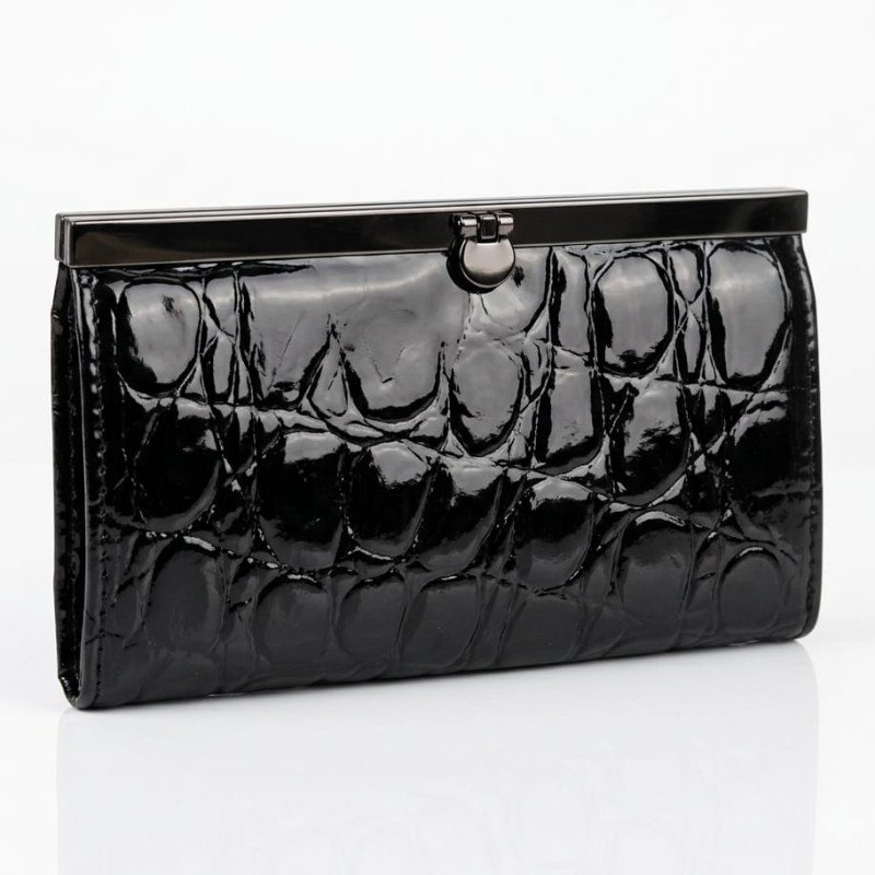 Black jelly leather clutch