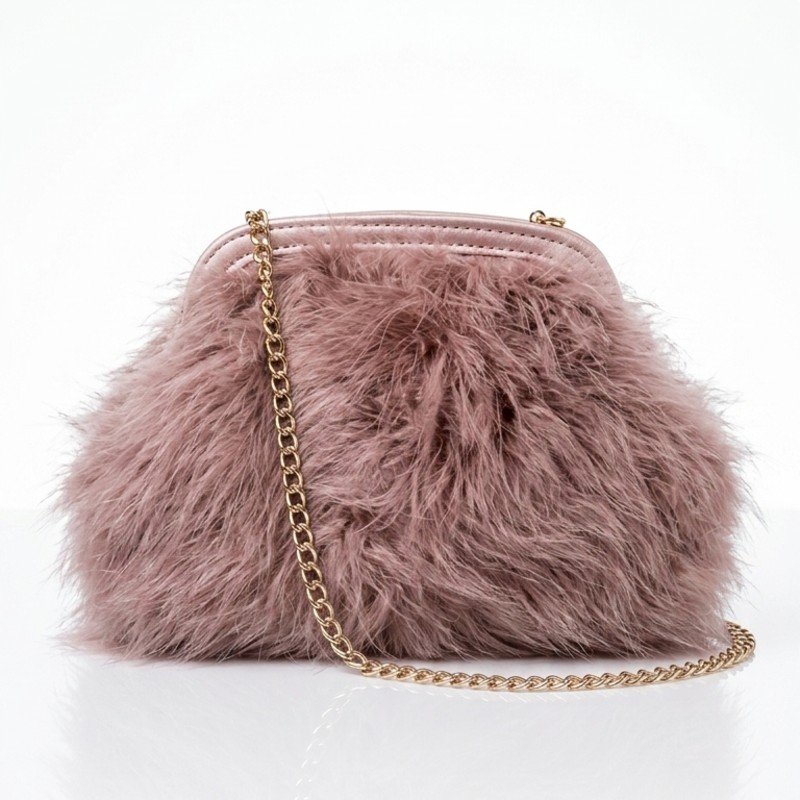 New cute fluffy feather versatile bag