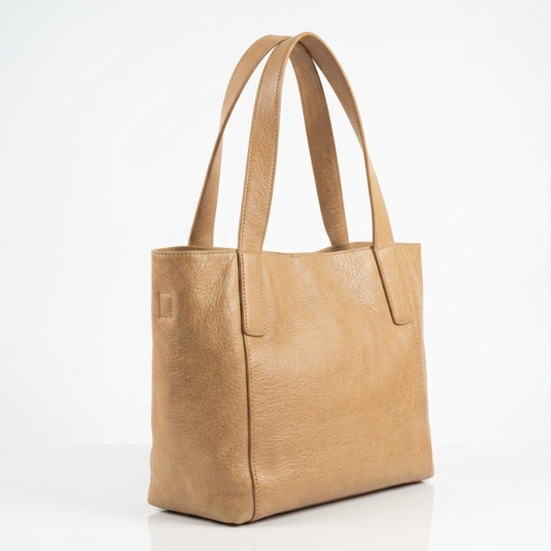 Beige colour soft leather handbag