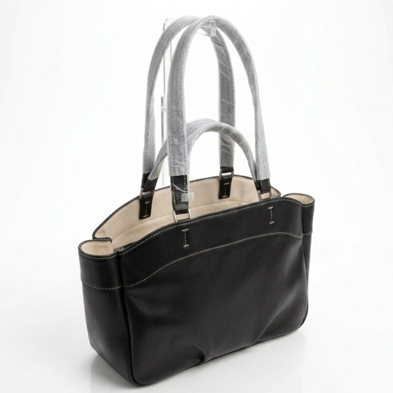 Black soft leather handbag