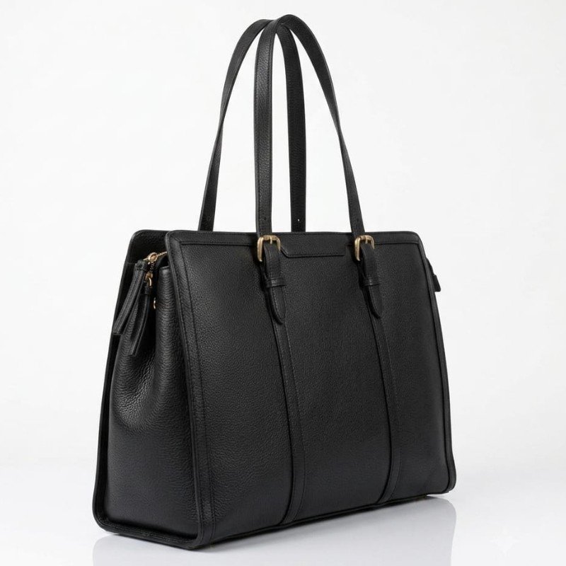 Black leather laptop hand bag