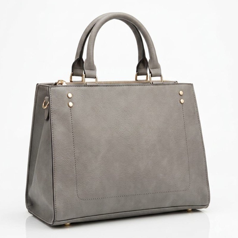 Ladies Designer Top Handle Satchel Tote Bag - Grey