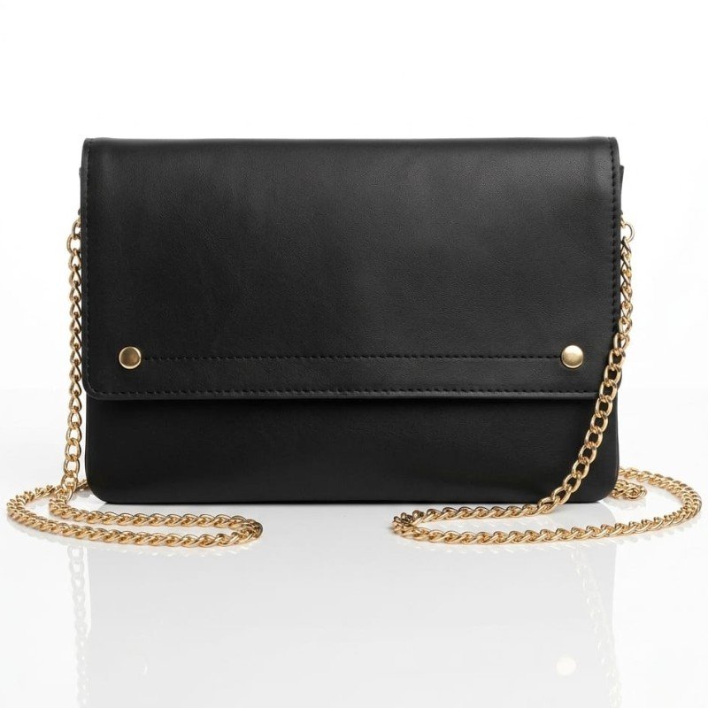 Elegant Black Crossbody Clutch with Gold Chain