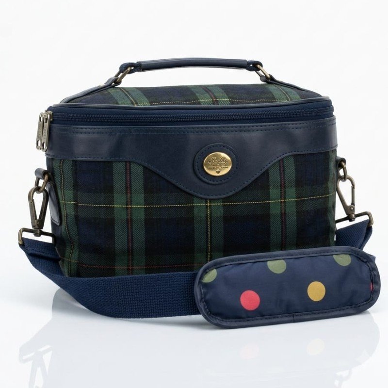 Vintage Style Plaid Vanity Case with Adjustable Strap
