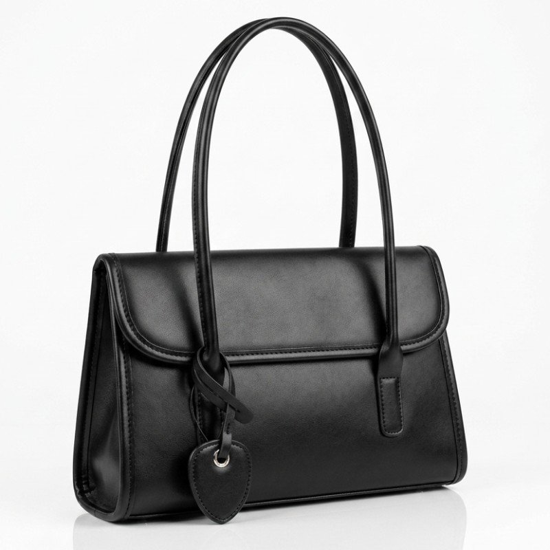 black leather shoulder carry hand bag