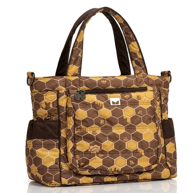 Premium Honeycomb Print Multi-Functional Baby Bag