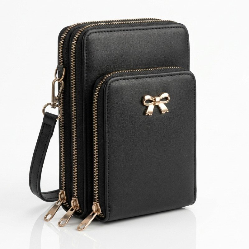 black PU leather crossbody bag