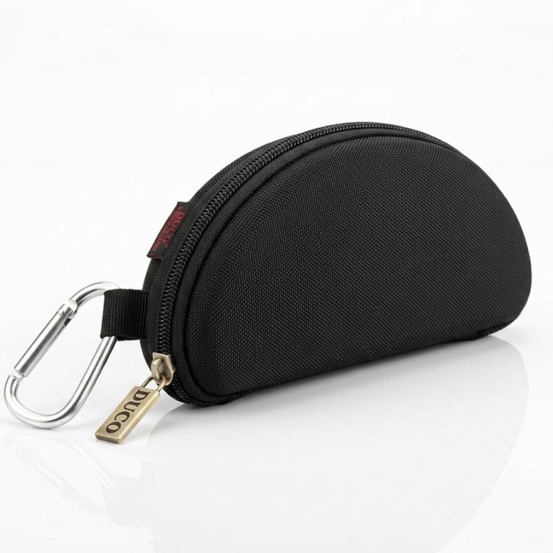 Hard Shell Zipper Sunglasses Case with Carabiner Clip
