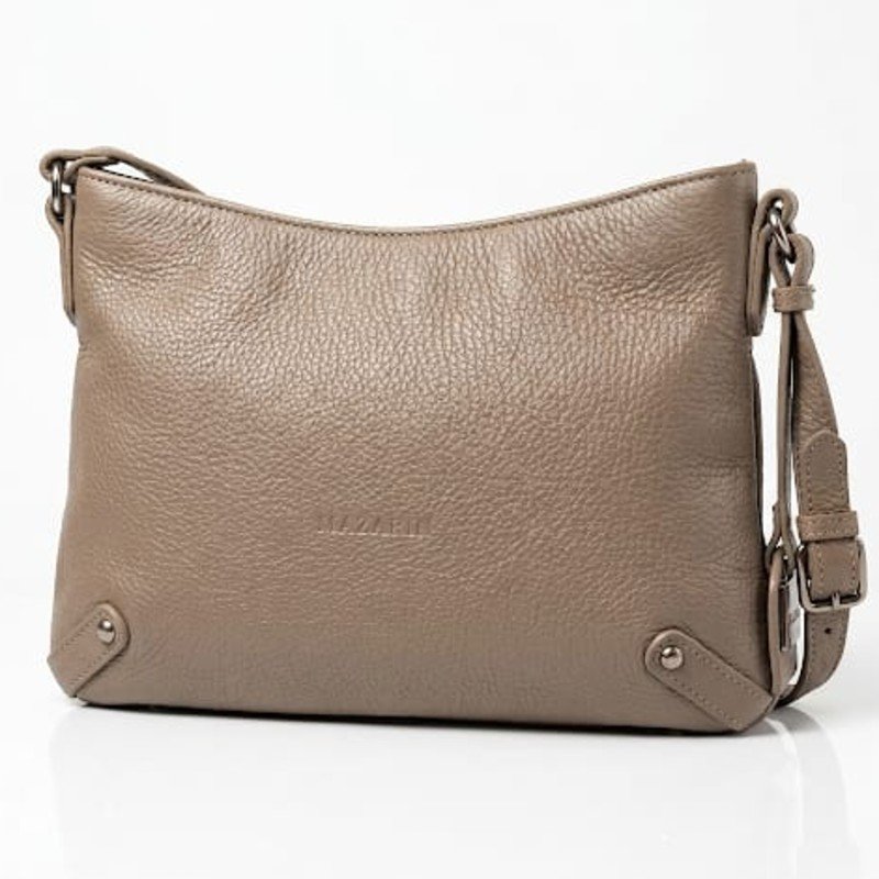 Mazzini Taupe Leather Crossbody Bag