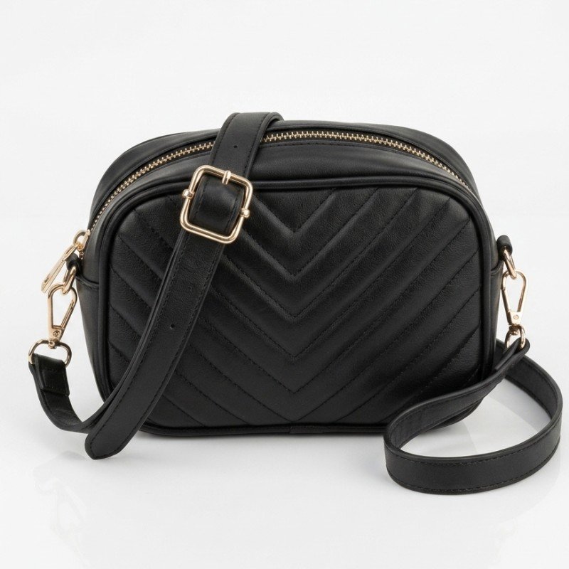 Black Chevron Quilted Crossbody Bag
