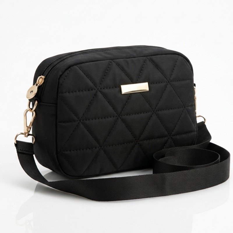 Black quilted leather crossbody
