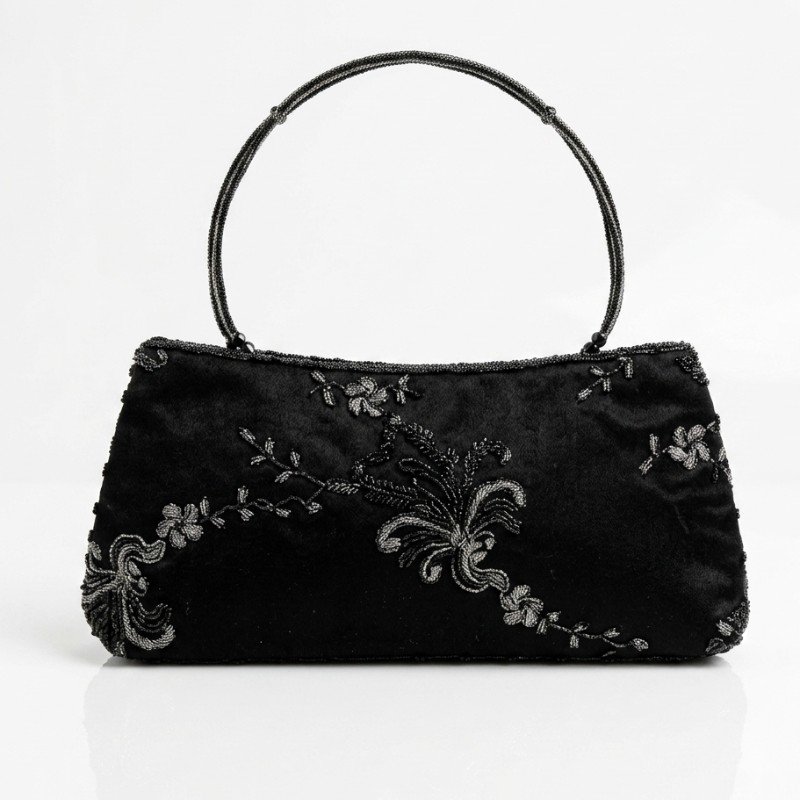 Luxury Black Beaded Party Clutch