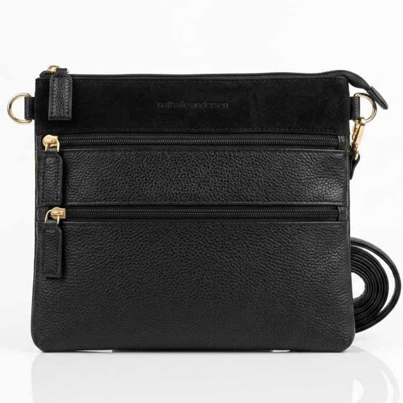 Nathalie Anderson black multi zippers cross body bag