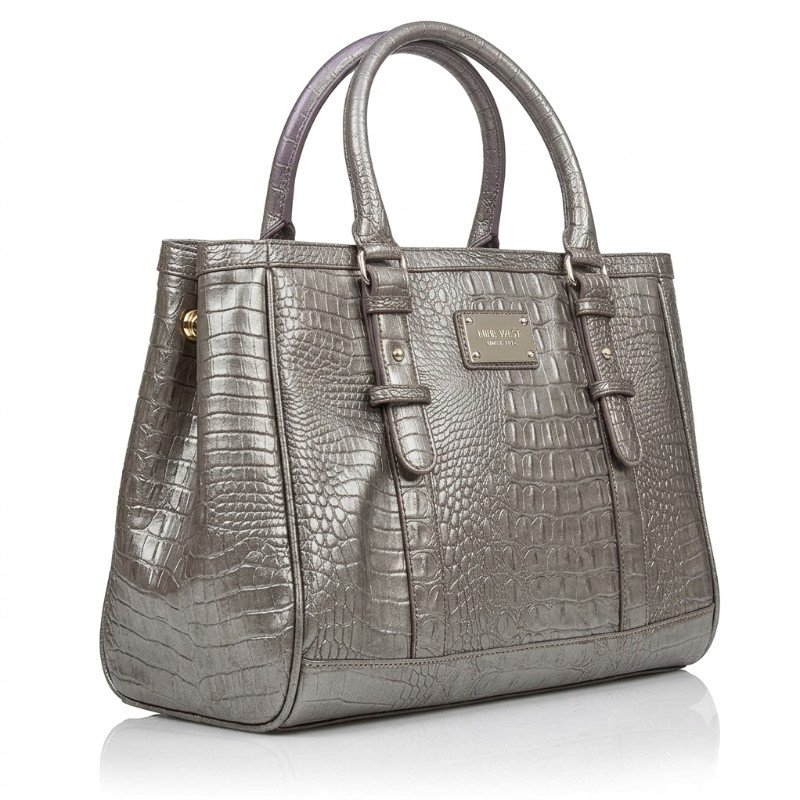 Nine west coded beautiful silver grey crocodile leather hand bag