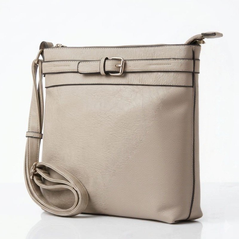 Premium Taupe Leather Crossbody Bag