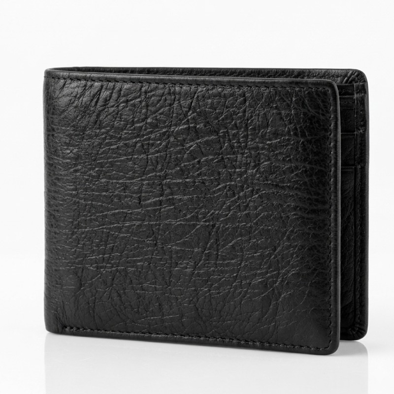 Elephant leather black wallet