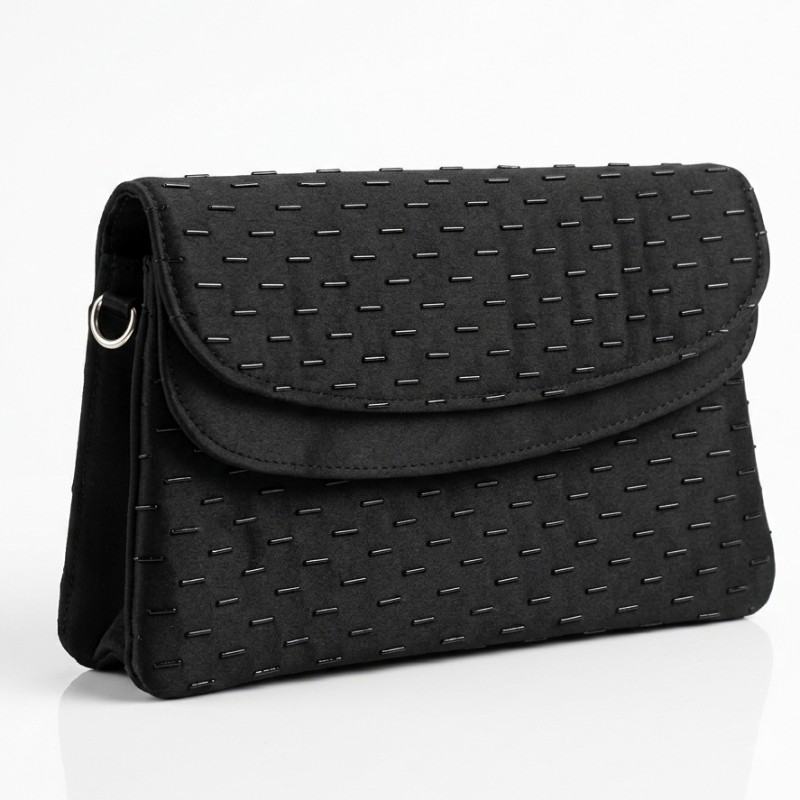 Elegant Black Embellished Formal clutch + Crossbody 