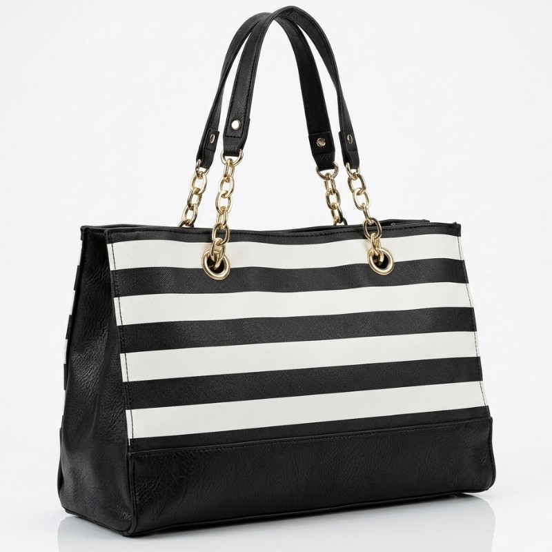 Bueno black n white stripe shoulder carry bag