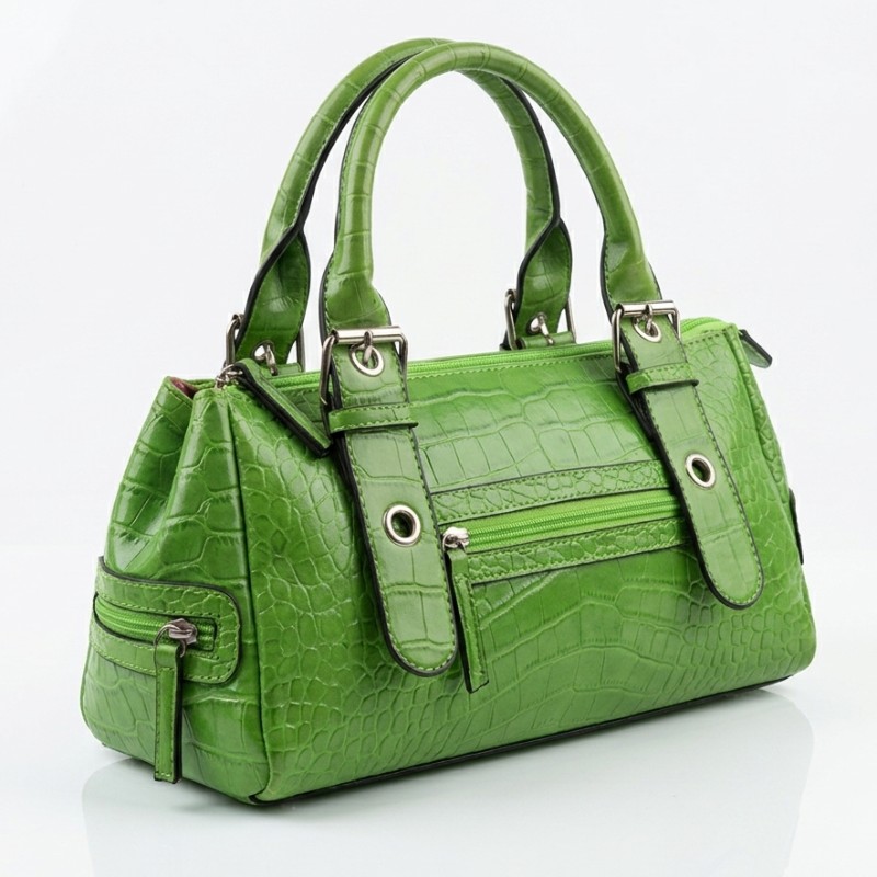 Beautiful green crocodile leather hand carry bag