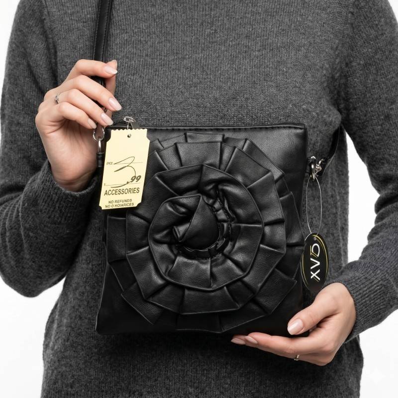 Elegant Black Rose Flower Cross Body - view 2