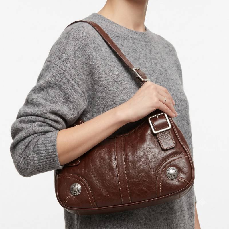 Brown texture leather bag - view 2