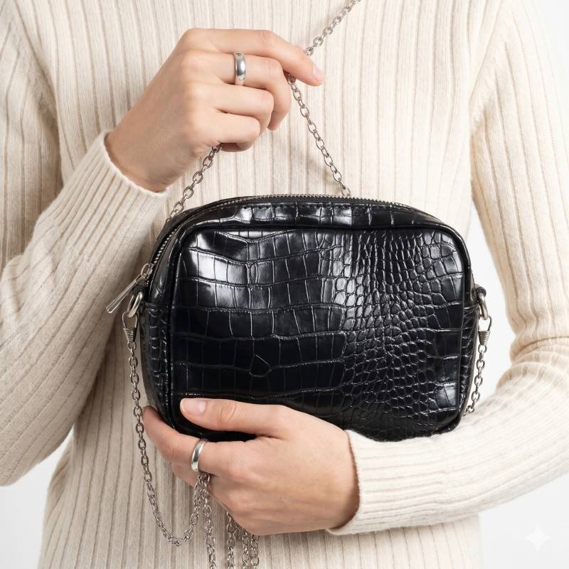 Black Crocodile leather Crossbody - view 2