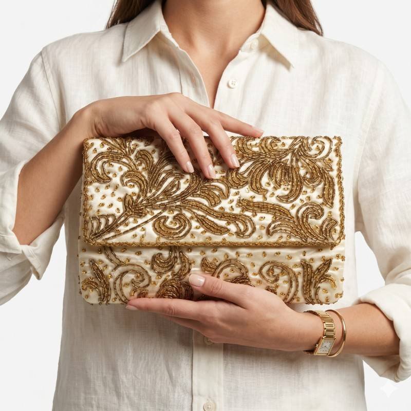 Fully loaded beaded Hand Work party Clutch - view 2