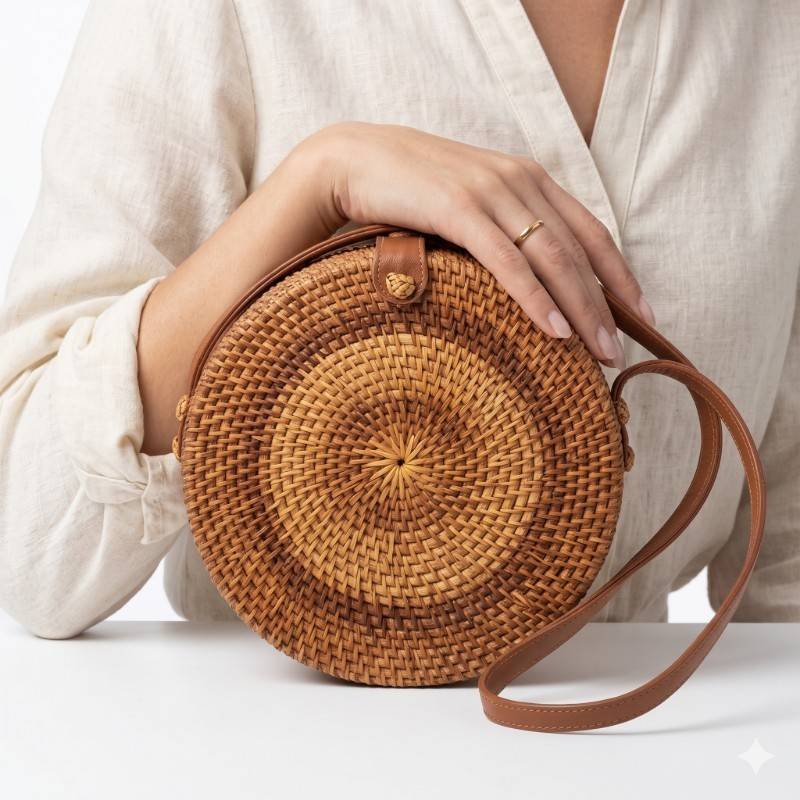 “Stylish round woven crossbody bag 🤎 - view 2