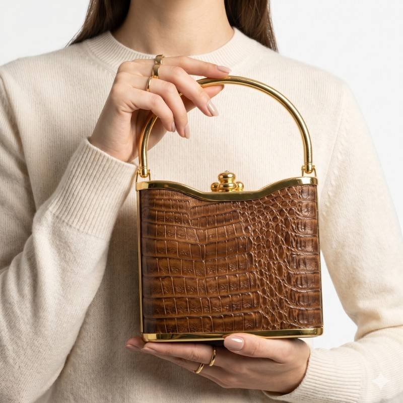 Bijoux Terner brown faux crocodile mini handbag - view 2