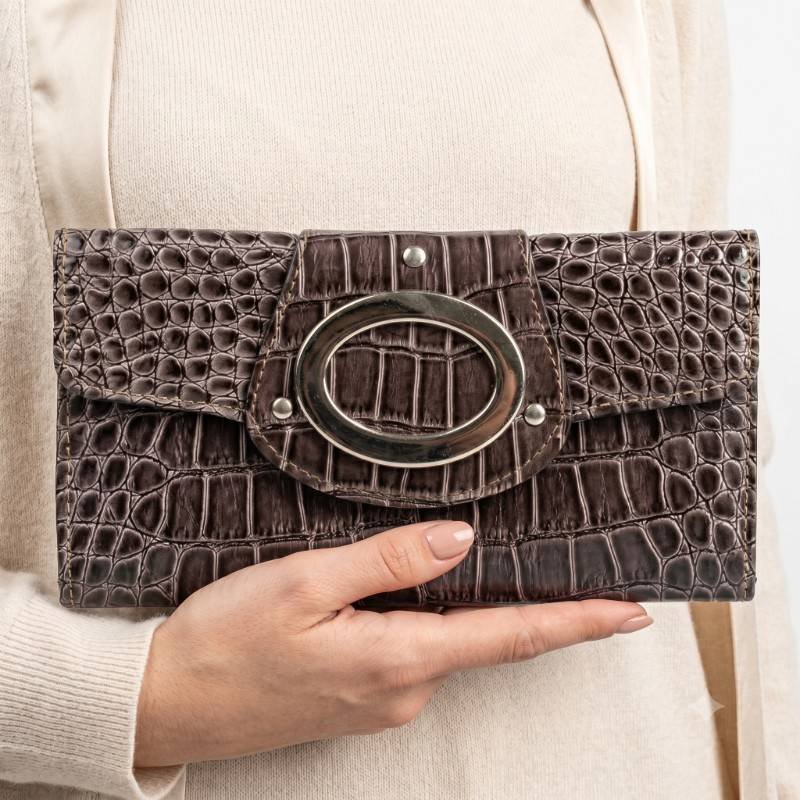 Crocodile Jelly Leather Clutch - view 2