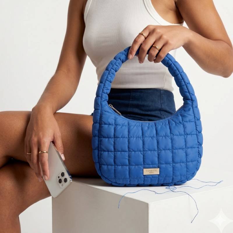 Blue Quilted Hand Carry bag - view 2