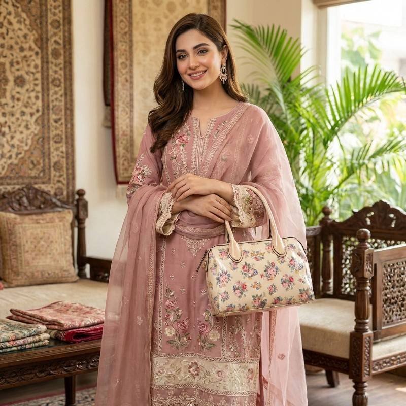 Beautiful floral print branded handbag - view 2