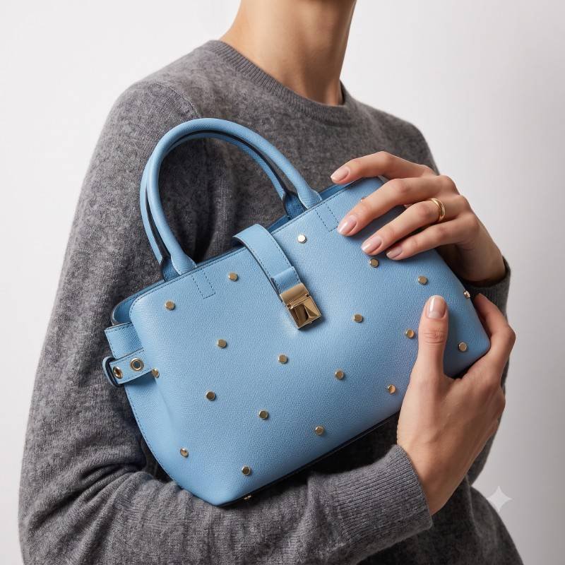 Premium blue Studded Handbag  10/08 condition  - view 2